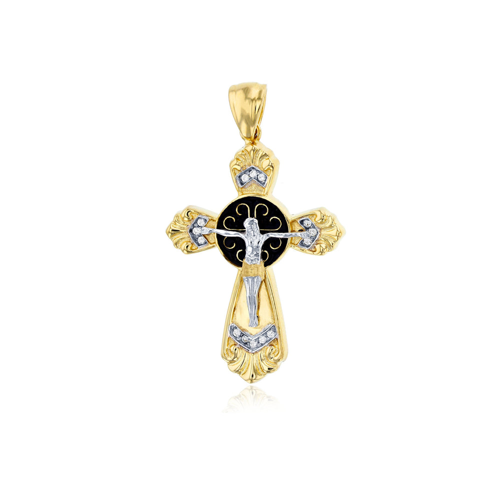 Two-Tone Gold Jesus Cross Pendant (14K)