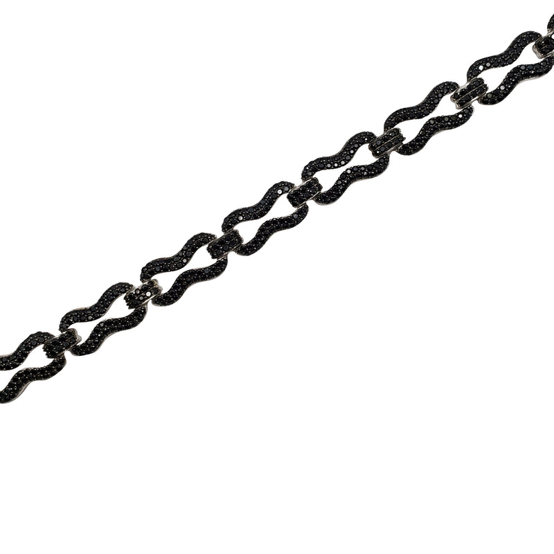 Black Stone Cubic Zirconia Bow-Tie Design Bracelet (14K)