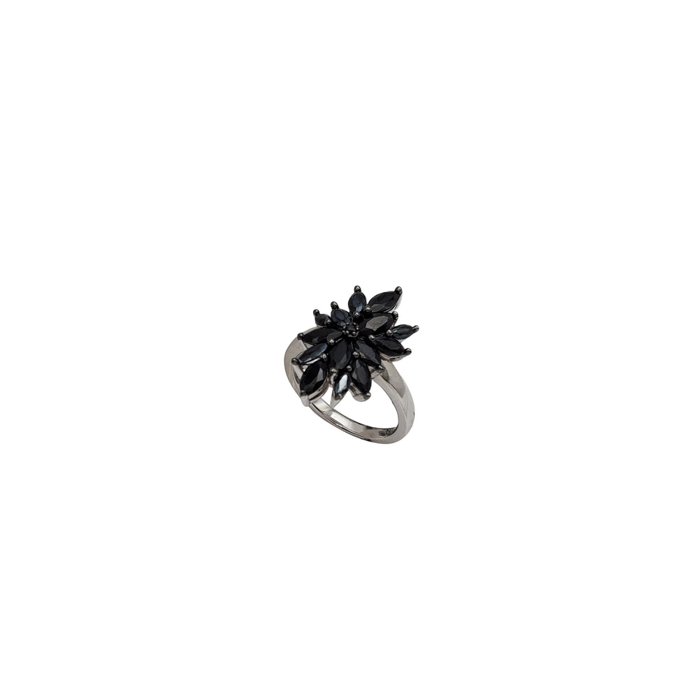Marquise Black Onyx Lady Ring (Silver)