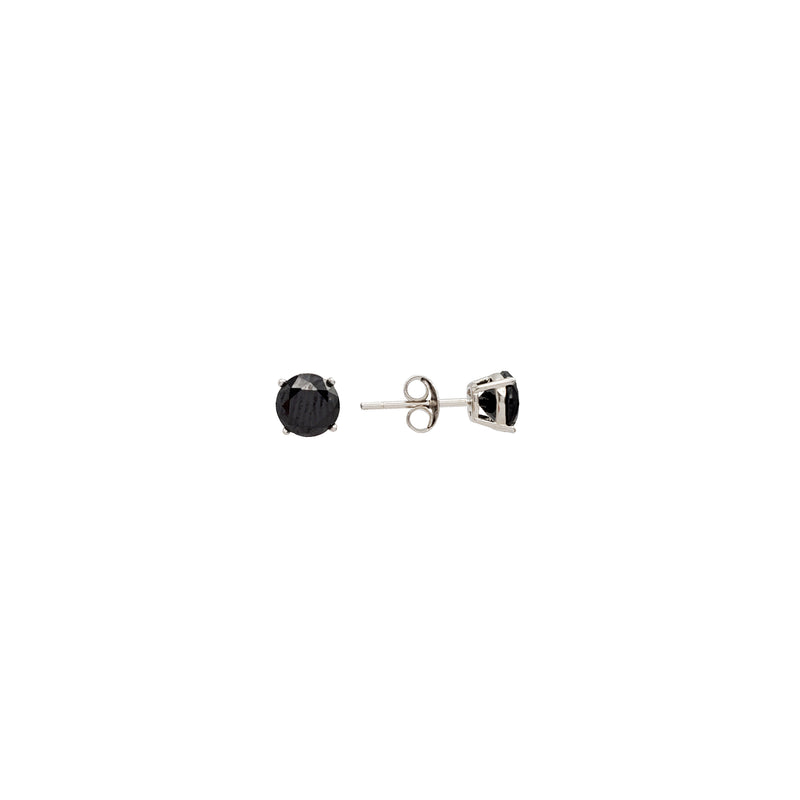Black Onyx Solitaire Stud Earrings (Silver)