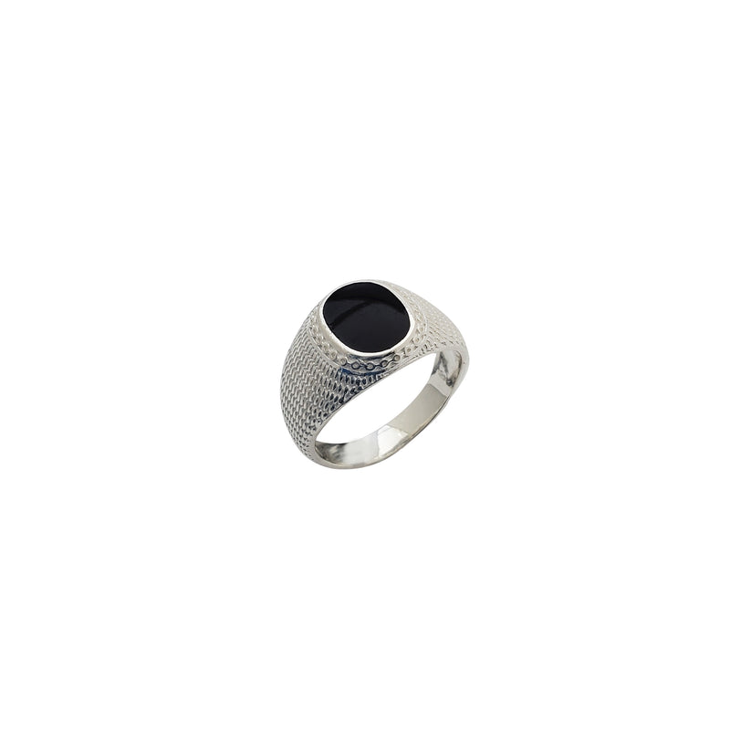 Oval Shaped Black Onyx Ring (Silver)