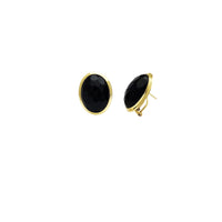 Oval Black Onyx Stud Earrings (14K)