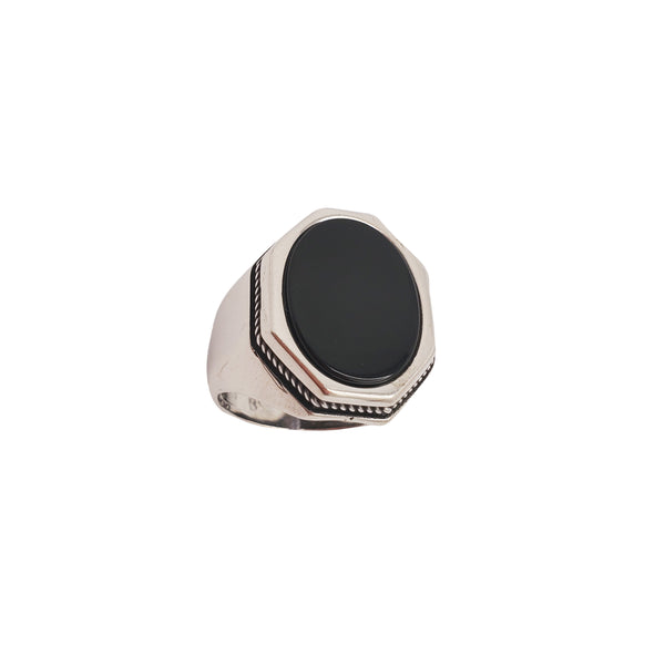 Octagon Black Onyx Ring (Silver)