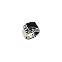 Black Onyx Square Ring (Silver)