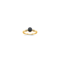 Црн слатководен култивиран бисер прстен (14K)