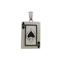 Iced Out Ace of Spades Card Pendant (Silver)