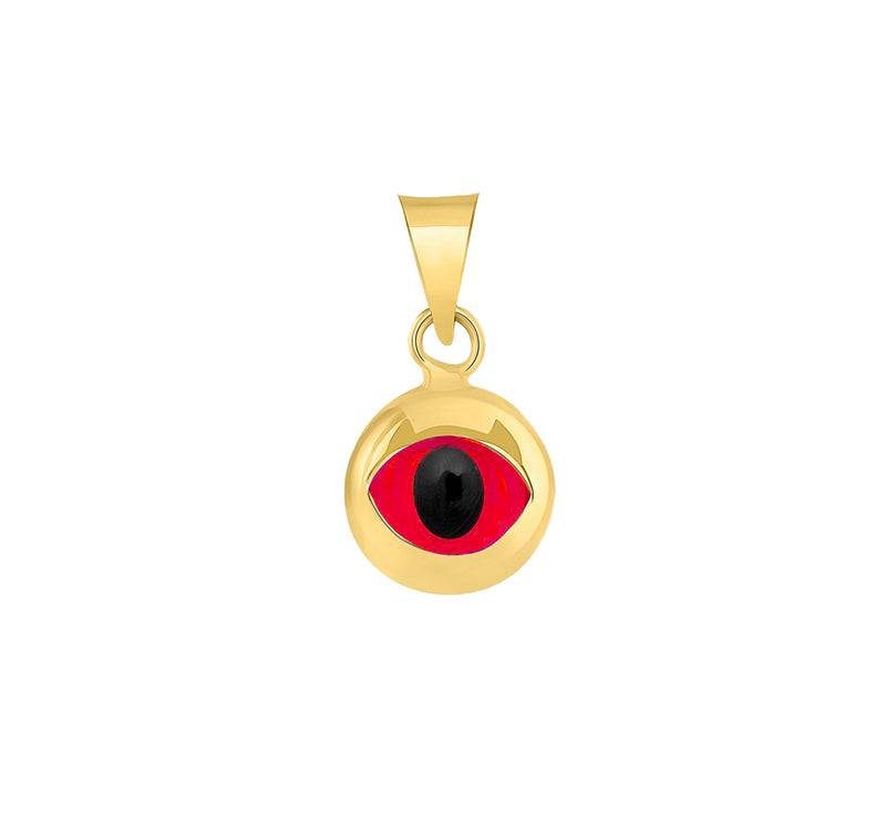 Yellow Gold Mini Round Shaped Evil Eye Pendant (14K)