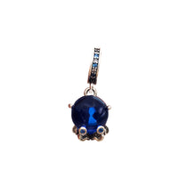 Blue Stone Charm Pendant ( Silver )