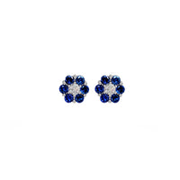 Honeycomb Cluster Cubic Zirconia Stud Earring (Silver)