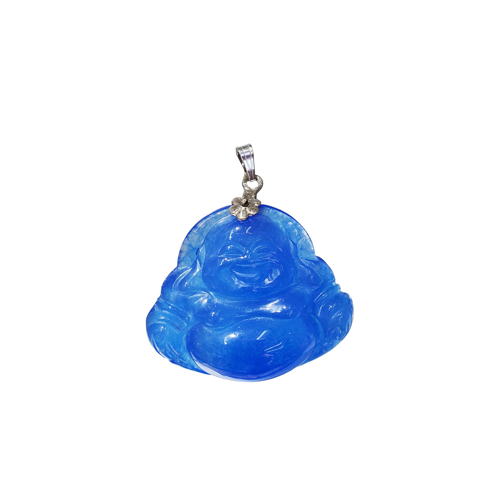 Blue Jade Buddha Pendant (14K)
