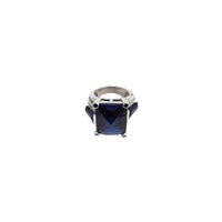 Square Cubic Zirconia Stone Ring (Silver)