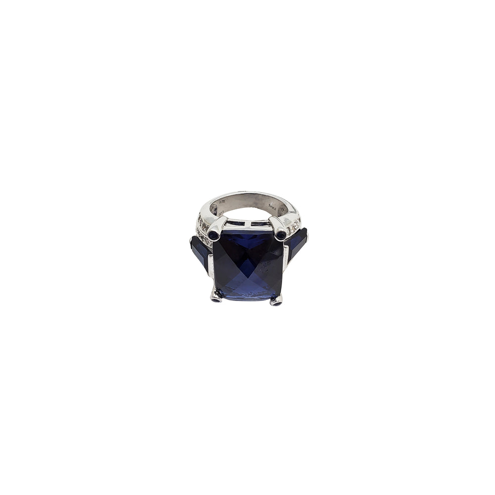 Square Cubic Zirconia Stone Ring (Silver)