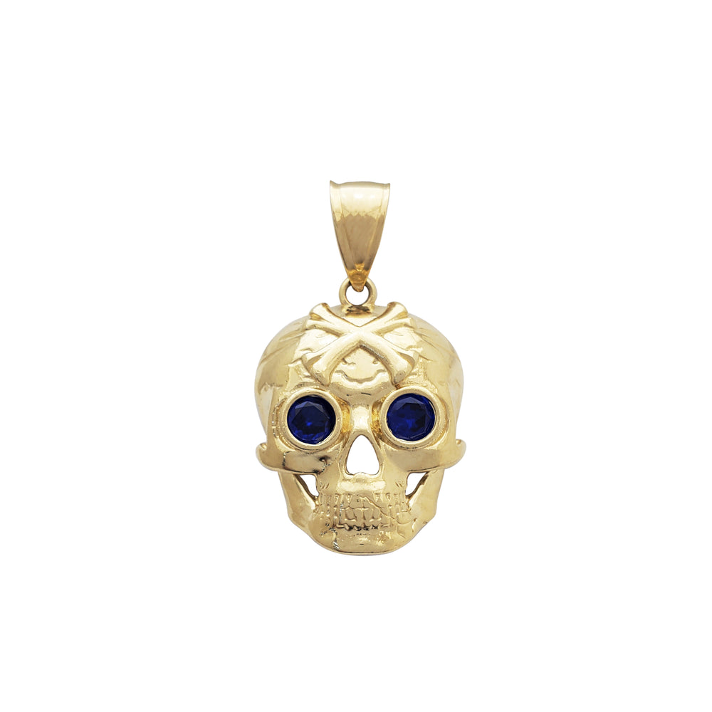 Blue-Eyed Skull Pendant (14K)