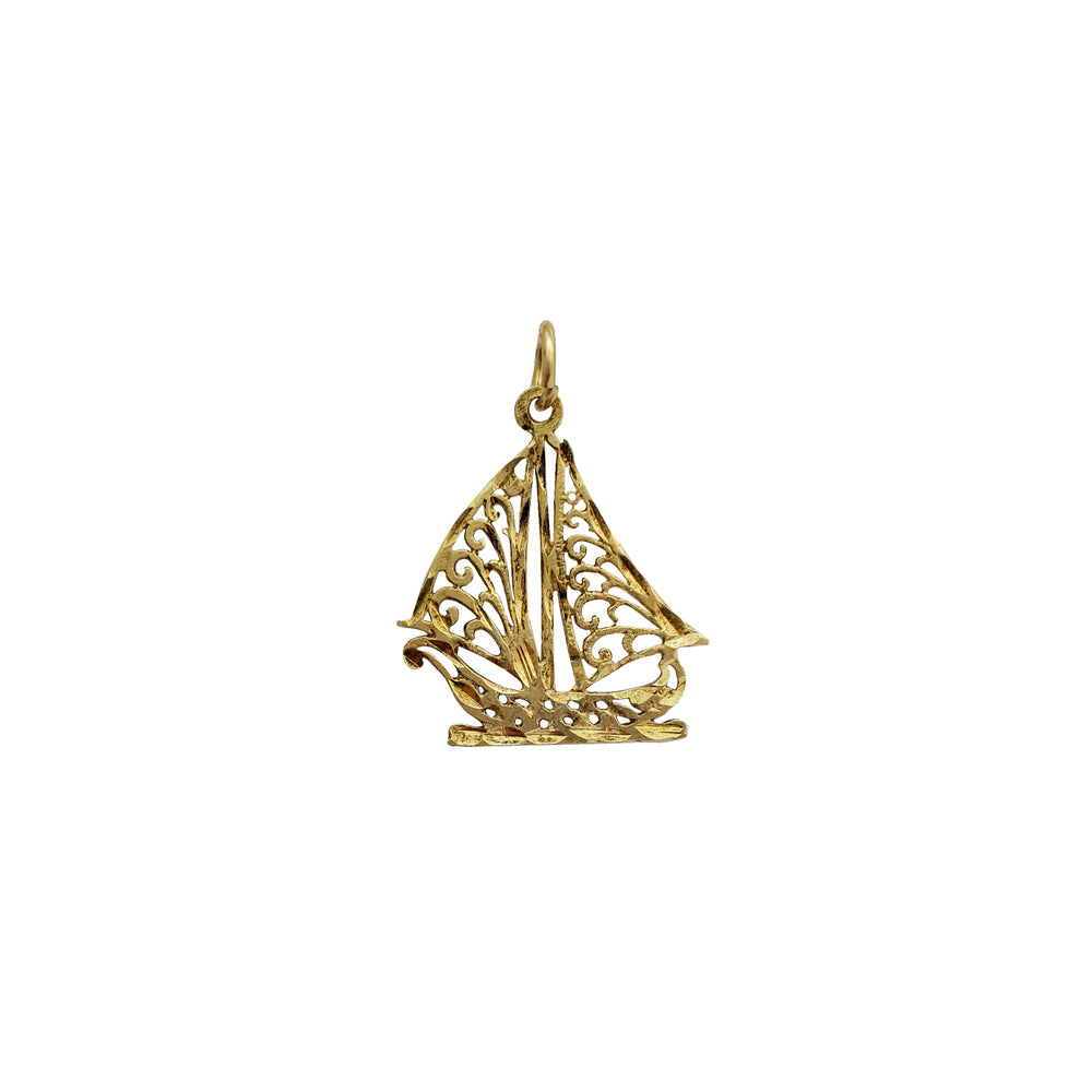 Texture Boat Pendant (14K)