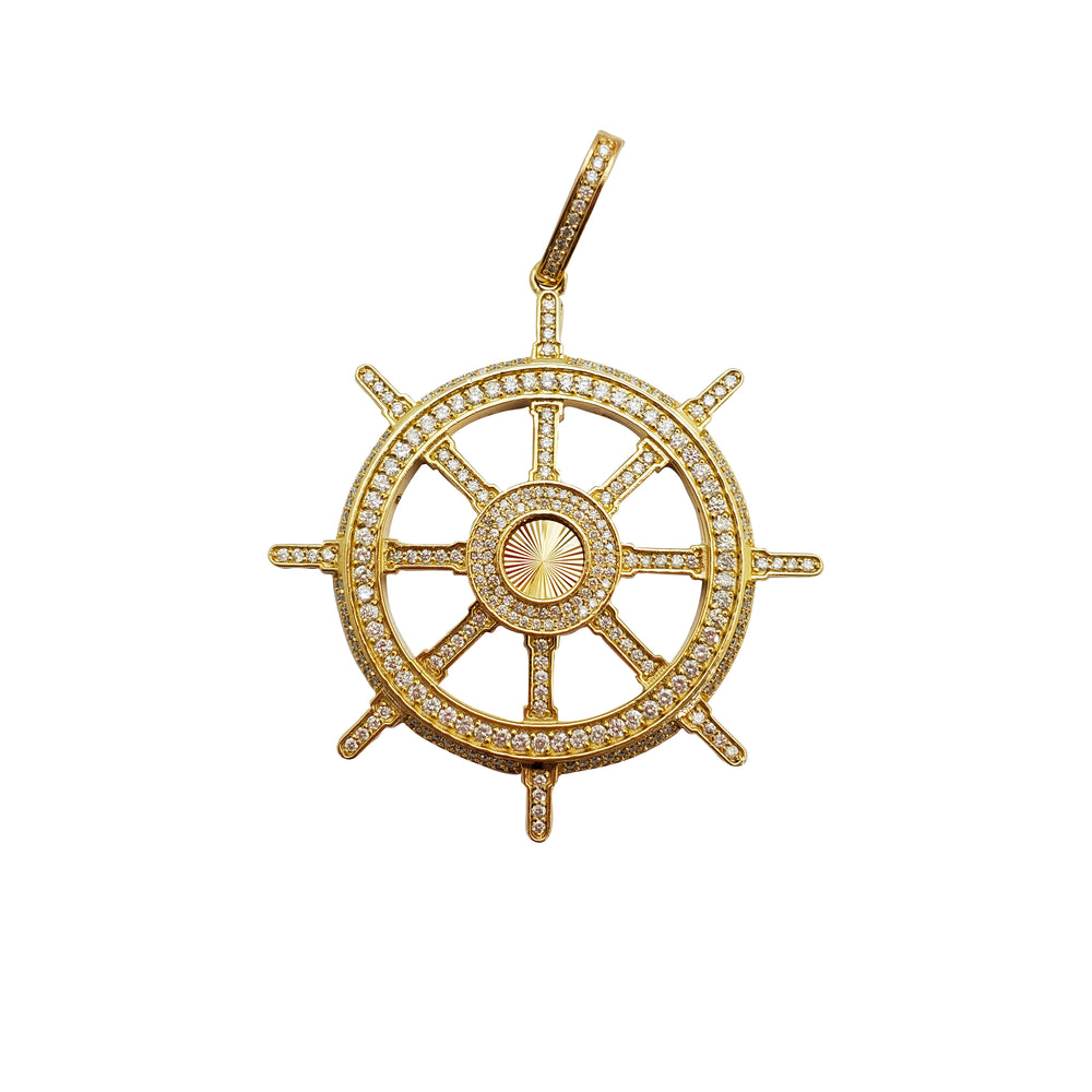 Diamond Boat Helm Pendant (14K)