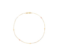 Tricolor Diamond Cull Ball Station Anklet (14K)