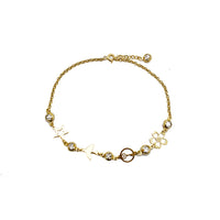Zirconia Charms Rolo Link Anklet (14K)