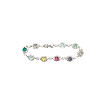 Multicolor Zirconia Cushion & Bezel Bracelet (Silver)