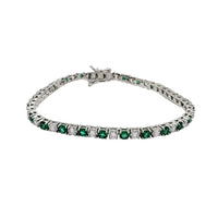 Green & White Tennis Bracelet (Silver)