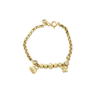 Zirconia Handbag/Butterfly Charm Bracelet (14K)