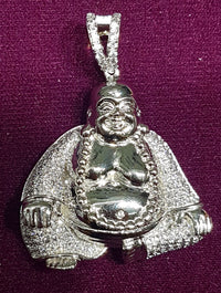 Iced-Out Buddha Pendant Silver