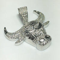 Icy-Out Bull Head Pendant - Popular Jewelry