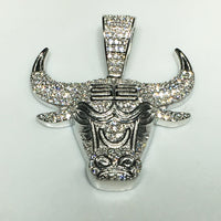 Icy-Out Bull Head Pendant - Popular Jewelry