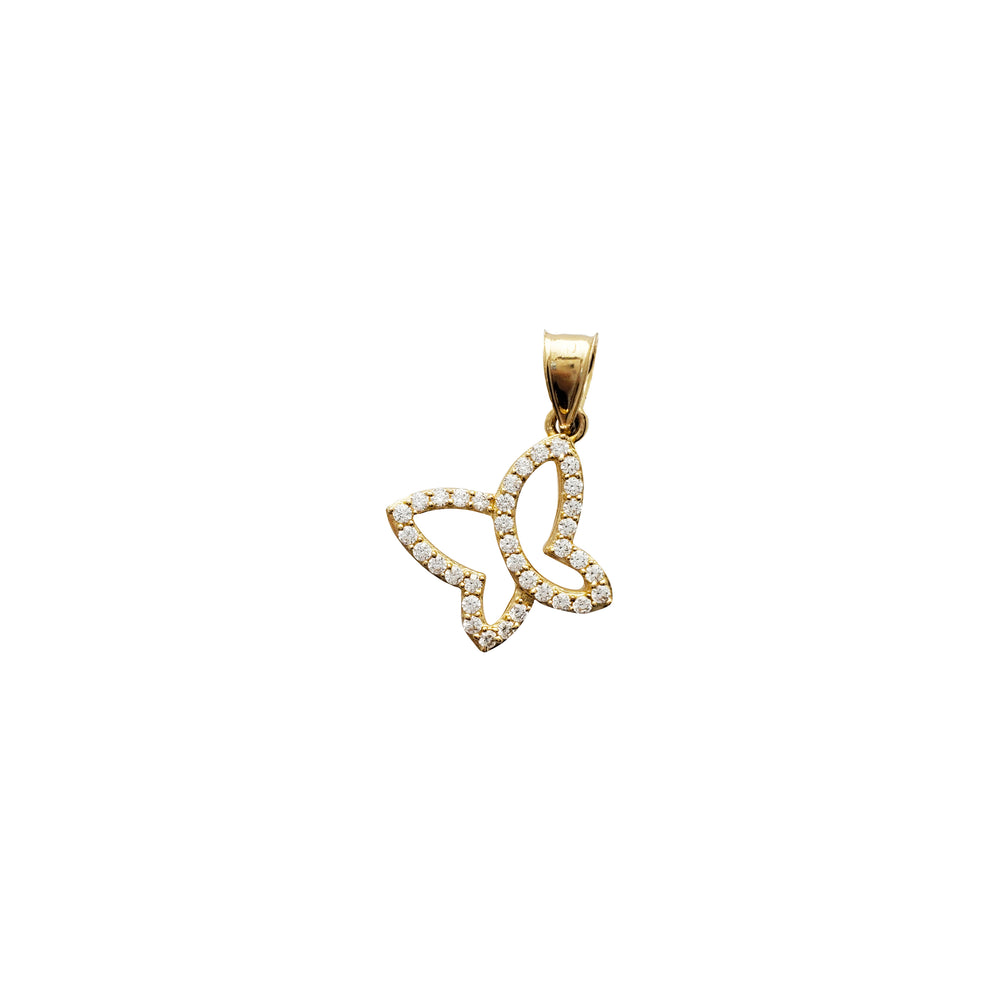 Outline CZ Butterfly Pendant (14K)