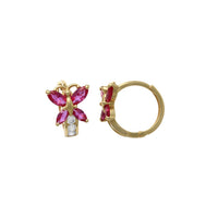 CZ Butterfly Huggie Earrings (14K)