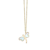Mother Pearl Dragonfly Necklace (14K)