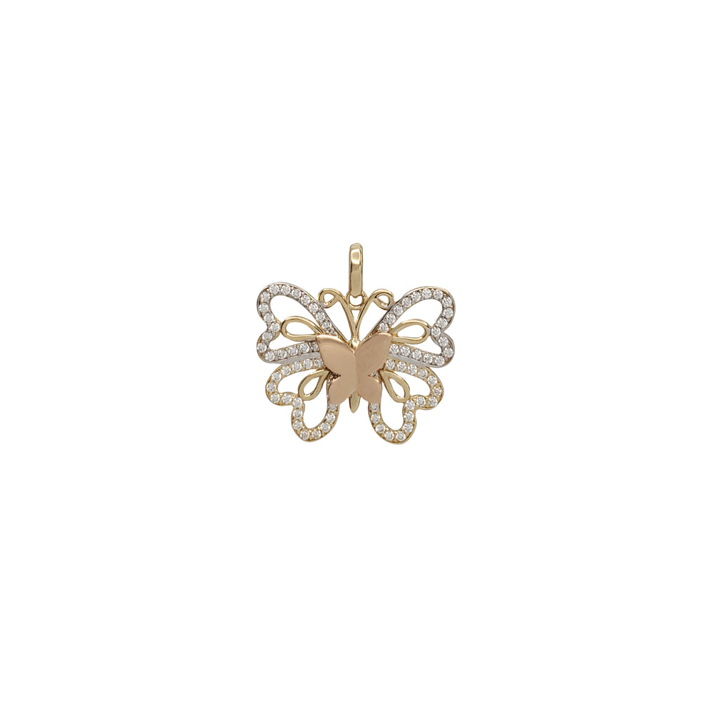 Stoneset Butterfly & Aura Pendant (14K)