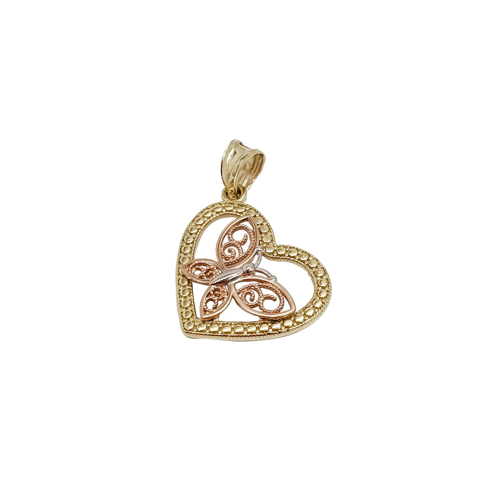 Heart butterfly Pendant (14K).