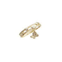 Two-Row band with Dangling Butterfly Ring (14K)