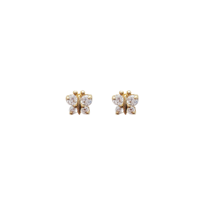Mini Butterfly CZ Stud Earrings (14K).