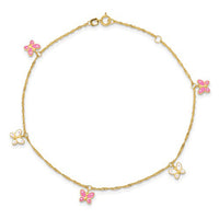 Enameled Butterfly Anklet Bracelet (14K).