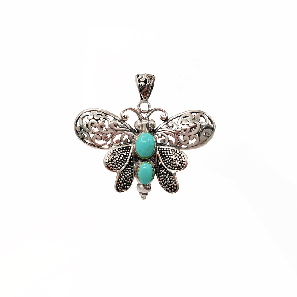 Turquoise Butterfly Pendant (Silver)
