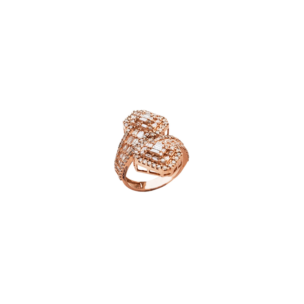 Diamond Baguette & Round Bypass Ring (14K)