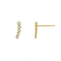 Zirconia 5-Bezel Graduated Stud Earrings (14K) Popular Jewelry Нью-Йорк
