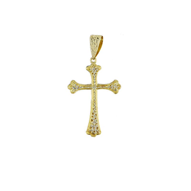 Yellow Gold Milgrain Religious Cross Pendant (14K)