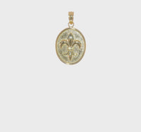 Fleur de Lis Oval Disc Pendant (14K) 360 - Popular Jewelry - New York