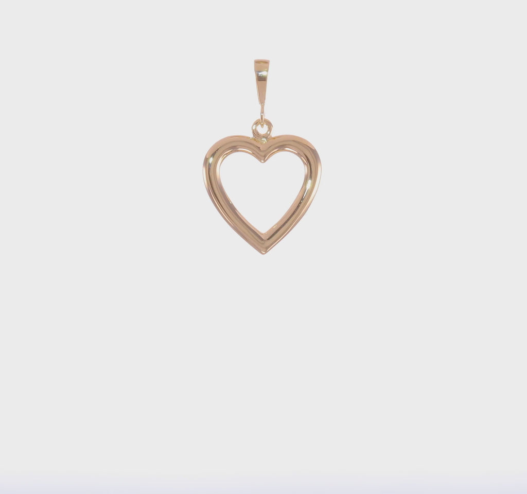 Rounded Reversible Heart Outline Pendant (14K) 360 - Popular Jewelry - New York