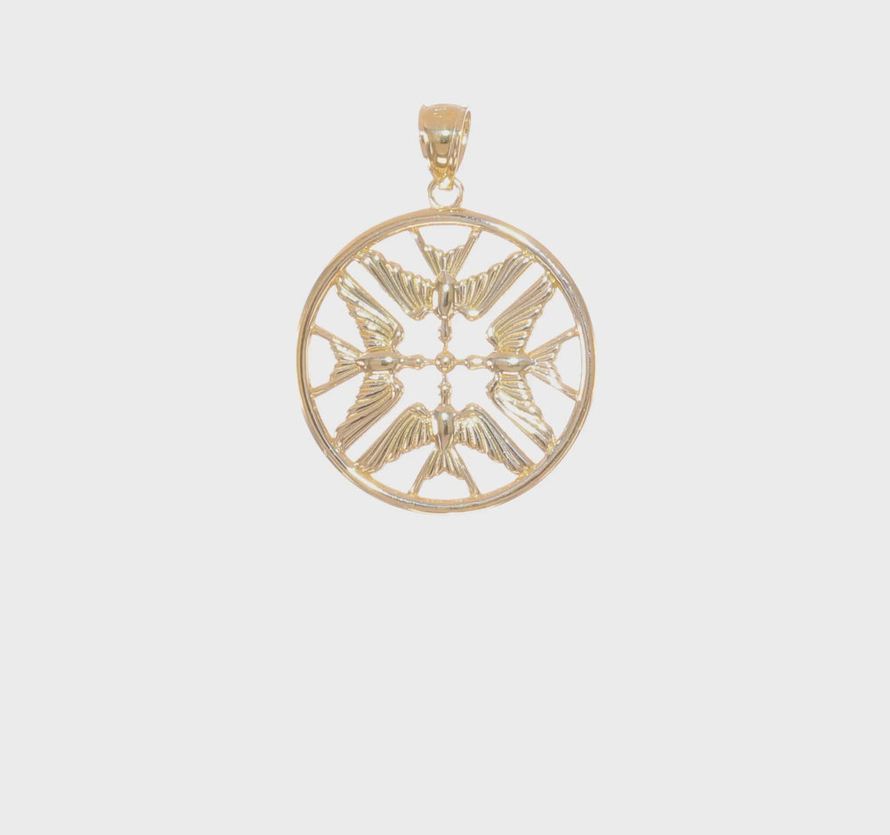 Outline Medallion Dove Pendant (14K)