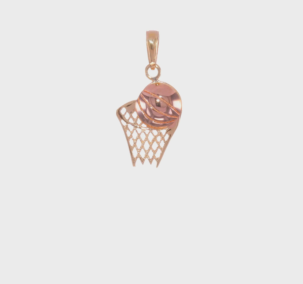 Basketball Hoop and Ball Pendant (14K) 360 - Popular Jewelry - New York