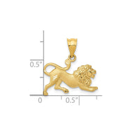 Satin-Finish Diamond-cuts Leo Zodiac Pendant (14K)