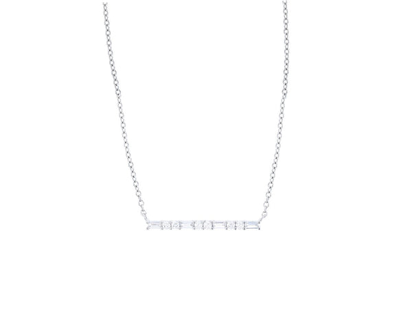 Circle & Baguette Bar Necklace (Silver)