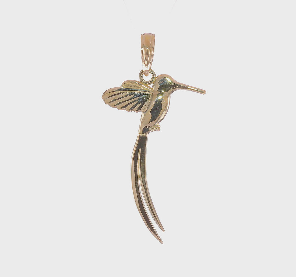 Long Tail Brid Pendant (14K) 360 - Popular Jewelry - New York