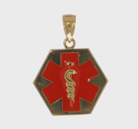 Golden Hexagonal Medical Medal (14K) 360 - Popular Jewelry - New York
