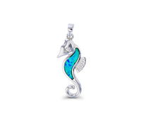 Blue Opal Seahorse Pendant (Silver)