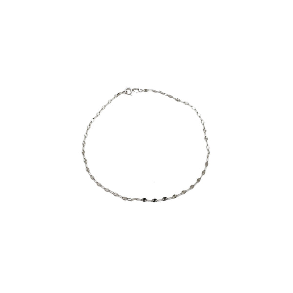 Diamond Cut Cable Strips Anklet Bracelet (14K)