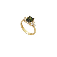 Zirconia Dark Green Emerald-Shape Engagement Ring (14K)